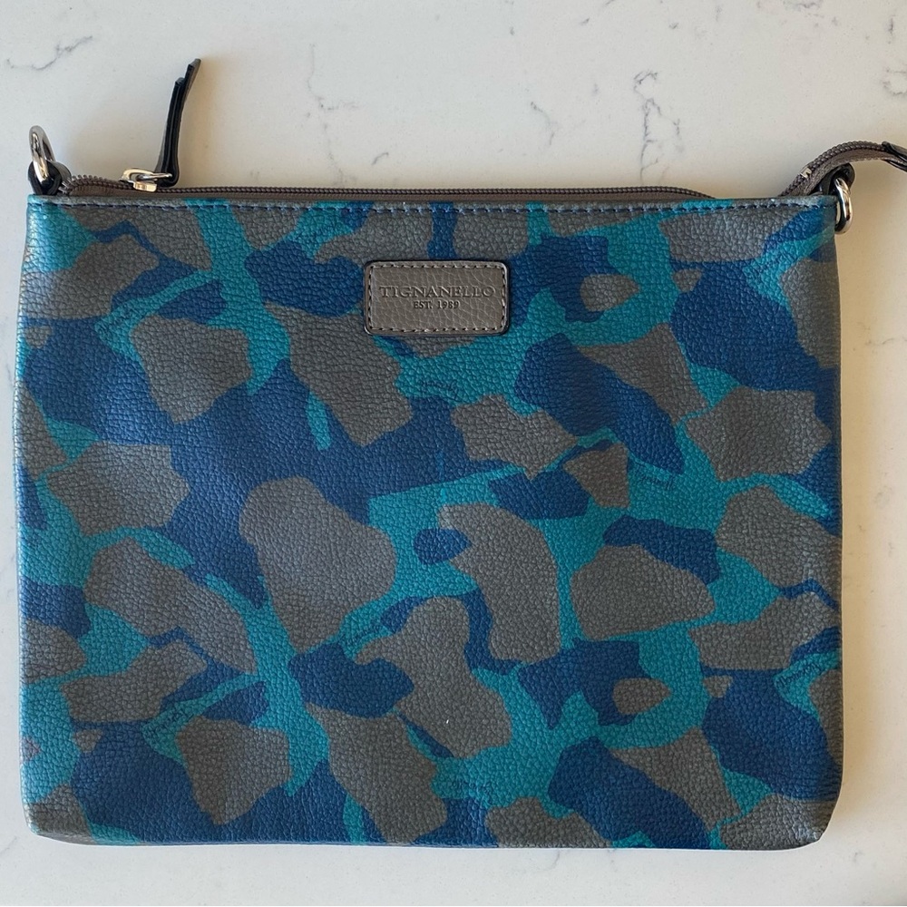 Tignanello Leather clutch pouch camouflage print
